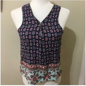 Womens Sleeveless V Neck Loose Flowy Tunic